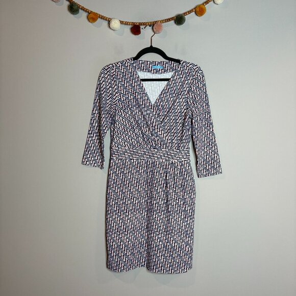 J. McLaughlin Lanie Dress in Red White and Blue Checks - Picture 1 of 6